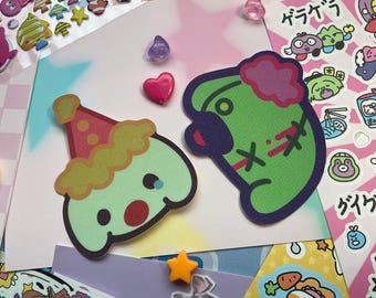 zombie and clown dog glitter stickers