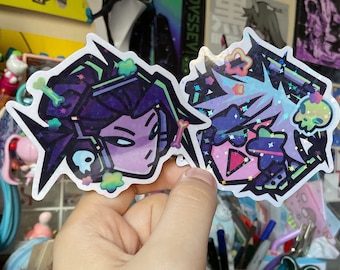 Rockstar duo, headshot stickers, 2 to choose from