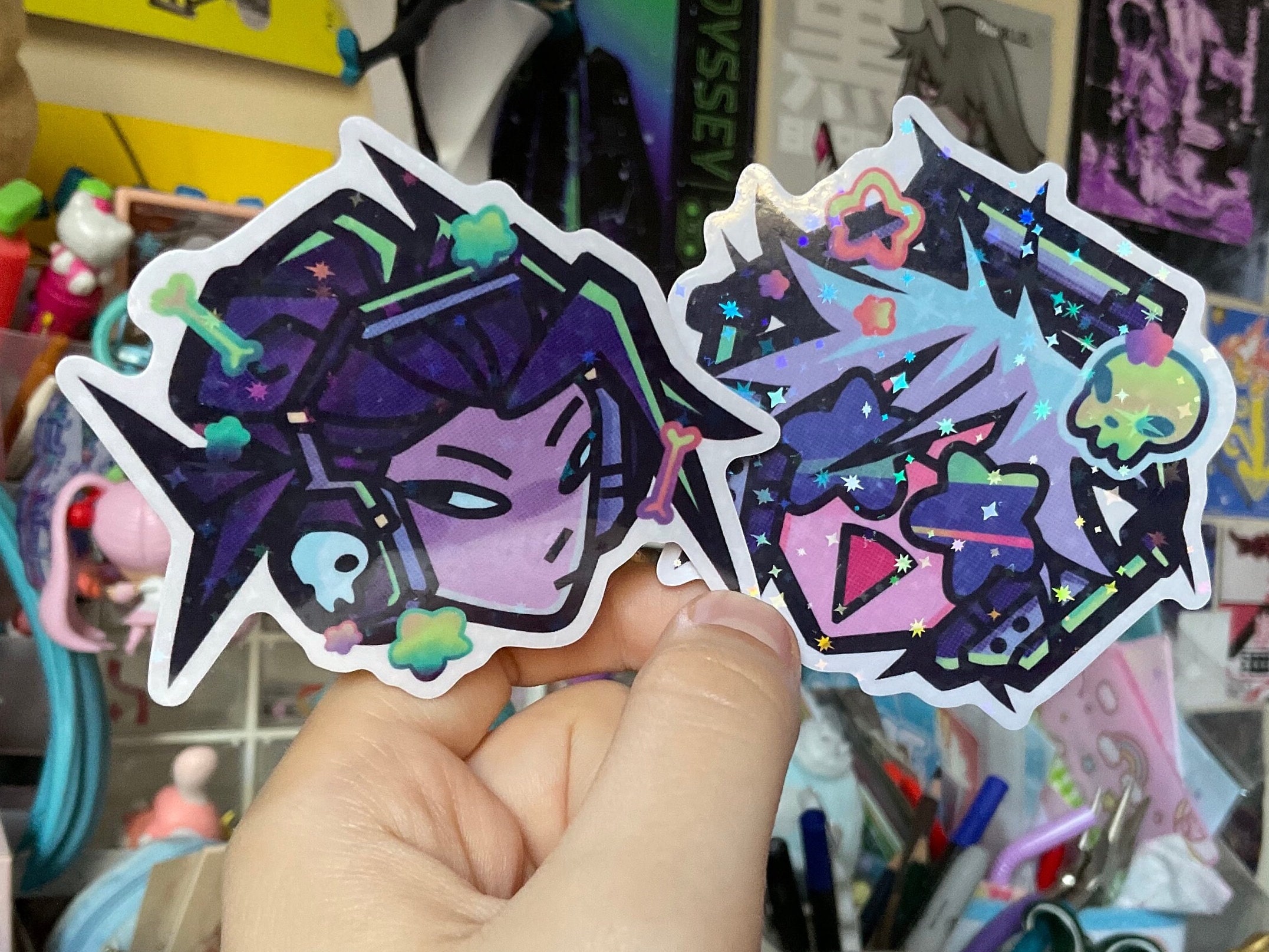 Rockstar duo, headshot stickers, 2 to choose from