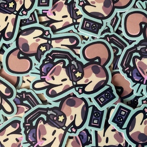 Headphones cat glossy sticker