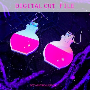 May include: A pair of pink and white potion bottle earrings with silver hooks.  The earrings are a digital cut file, not a physical product.  DIGITAL CUT FILE.