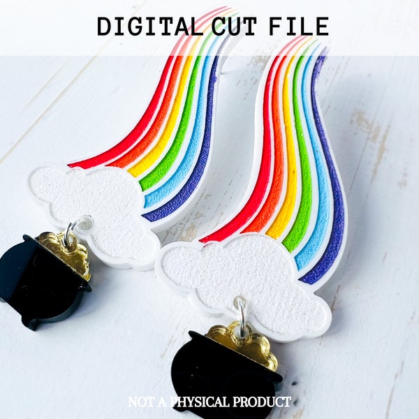 Layered Paint Filled End of the Rainbow Earrings SVG Digital File | laser Machine File | Glowforge File