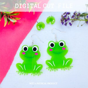 Fichier numérique de boucles d'oreilles pendantes grenouille ou clous d'oreilles peintes | Fichier SVG laser | Fichier numérique laser | Fichier SVG Glowforge