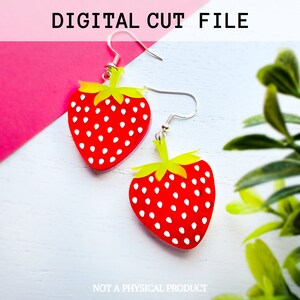 Layered Paint Filled Strawberry Earrings SVG Digital File