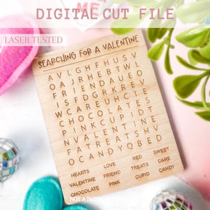 Valentijnsdag mini woord zoeken digitaal bestand | Laser-svg | Digitaal laserbestand | Glowforge SVG-bestand | Valentines SVG-bestand