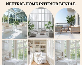 Neutral Home Interior Bundle   Modern Aesthetic Stock Photos for Etsy Canva Branding & Social Media