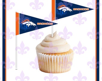 Denver Broncos Cupcake Toppers Etsy