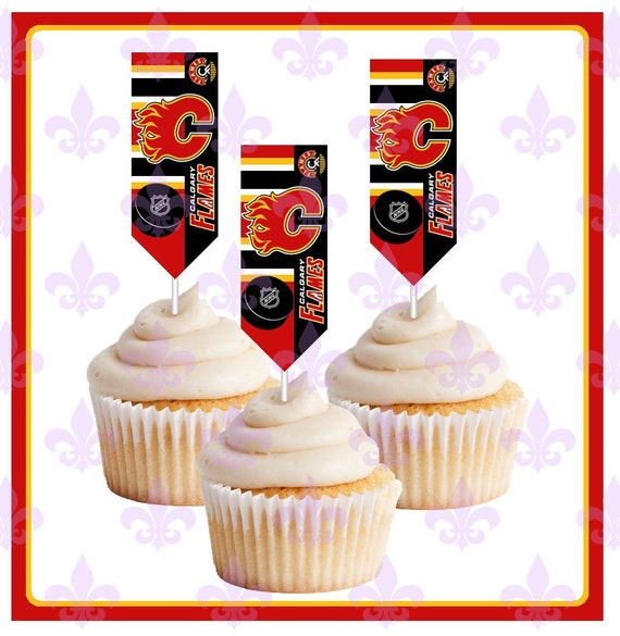 Calgary Flames Hockey Toppers Cupcake Toppers 12 Banner Etsy