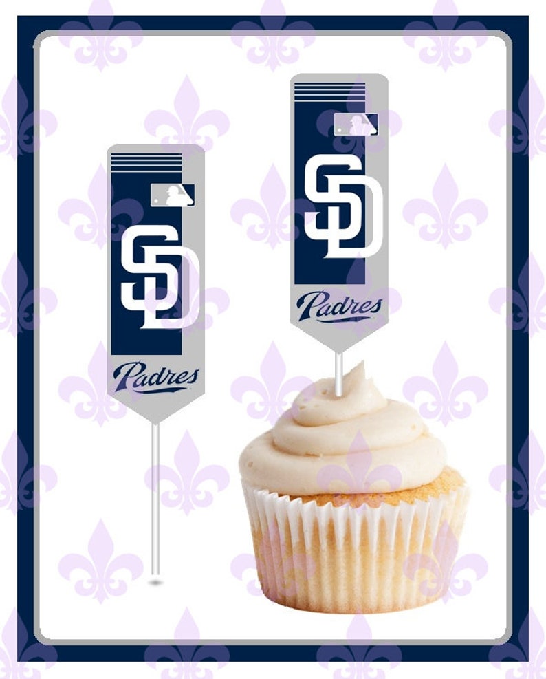 San Diego Padres Baseballtoppers Cupcake Toppers 12 Long Etsy