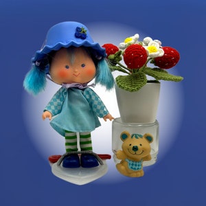 RESTORED Vintage Strawberry Shortcake Doll & Pet, 2nd Edition BLUEBERRY MUFFIN and Cheescake Mouse ~Complete-Original~ Toy Collector Gift