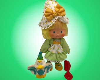 RESTORED Vintage Strawberry Shortcake Doll & Pet, Party Pleaser MINT TULIP, Mallard Duck ~Like New-Original-Complete~ Toy Collector Gift