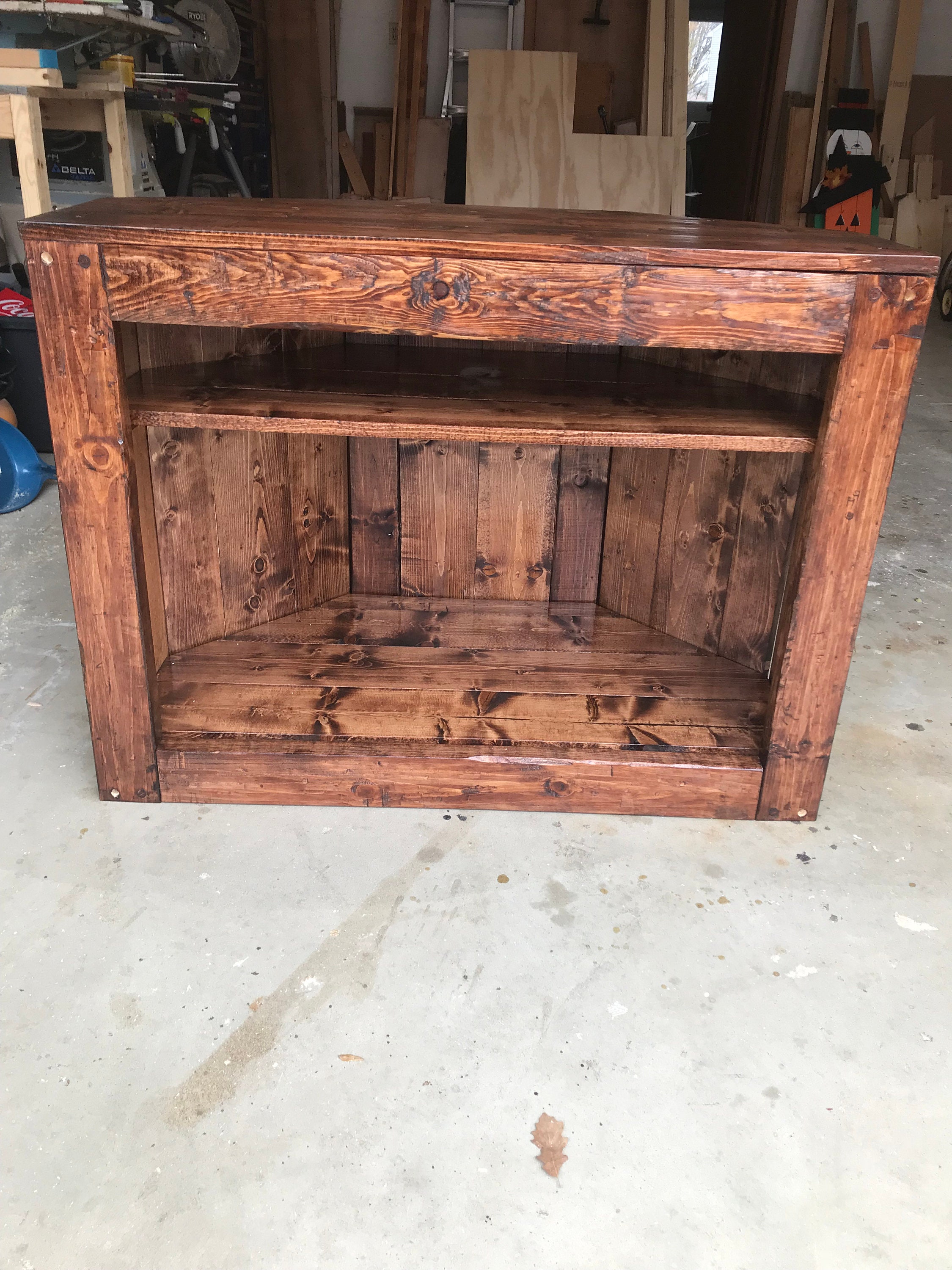 Rustic Corner TV Stand Etsy