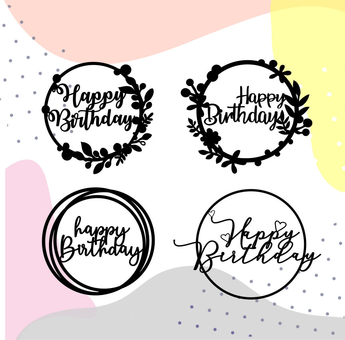 Birthday svg bundle cake topper svg files for cricut happy | Etsy