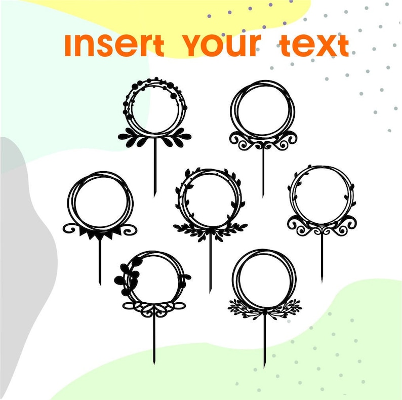 files for cricut cake topper svg wreath floral circle svg monogram frame svg cake topper frame svg wedding frame svg happy birthday