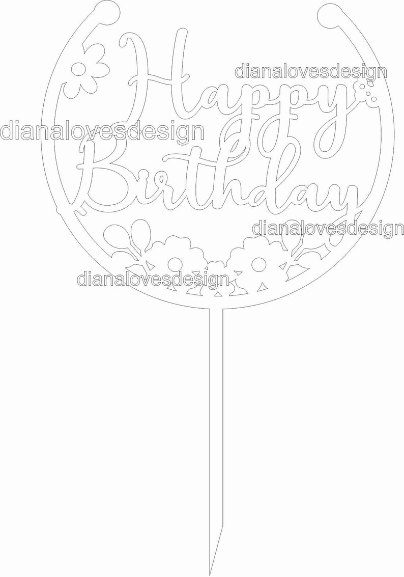 Download Cake topper happy birthday svg cake topper vector cake | Etsy