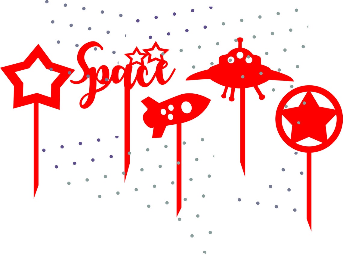 Cupcake toppers svg cake topper svg space themed cupcake Etsy