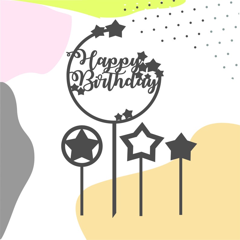 Download Cake topper svg happy birthday svg star cake topper svg | Etsy