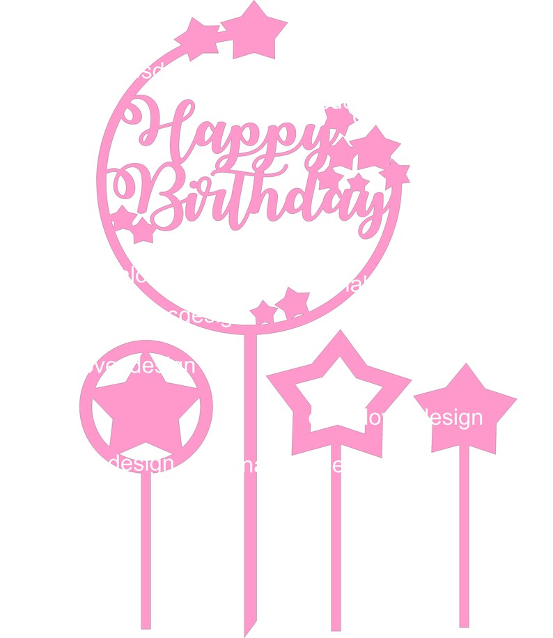 Download Cake topper svg happy birthday svg star cake topper svg | Etsy