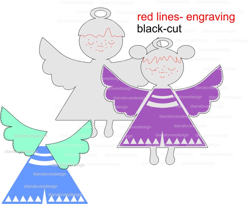 Download Christmas wood angel svg files for glowforge layered | Etsy