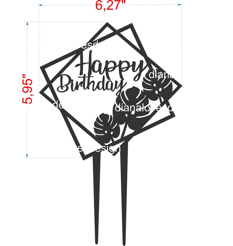 Download Happy birthday cake topper svg monstera cake topper svg | Etsy