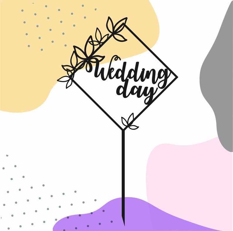 wedding cake decoration png wedding sign wedding day svg cake topper laser cut file svg wreath cake topper boho wedding cake topper
