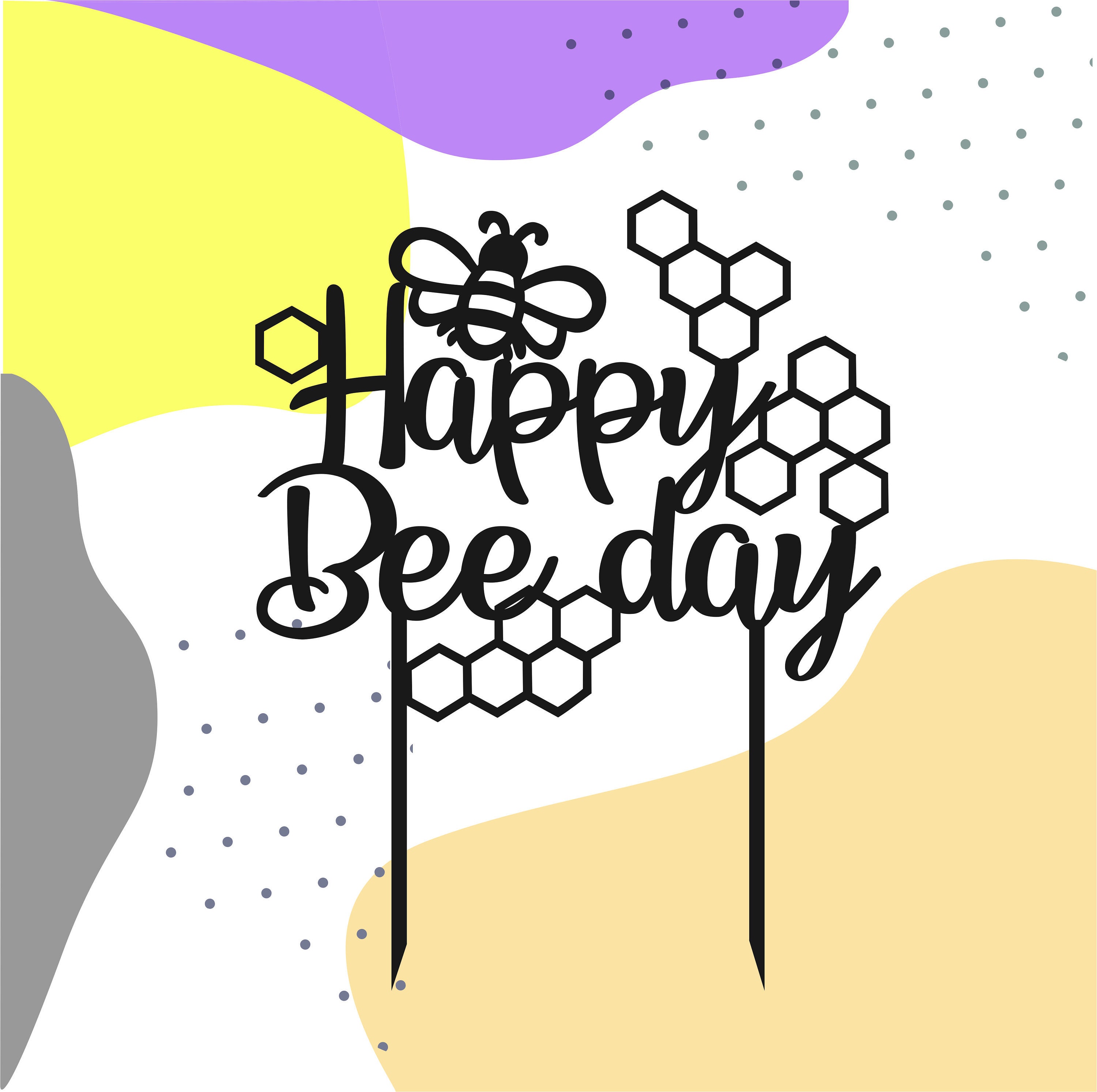 Bee cake topper svg happy bee-day svg cake topper cnc svg | Etsy