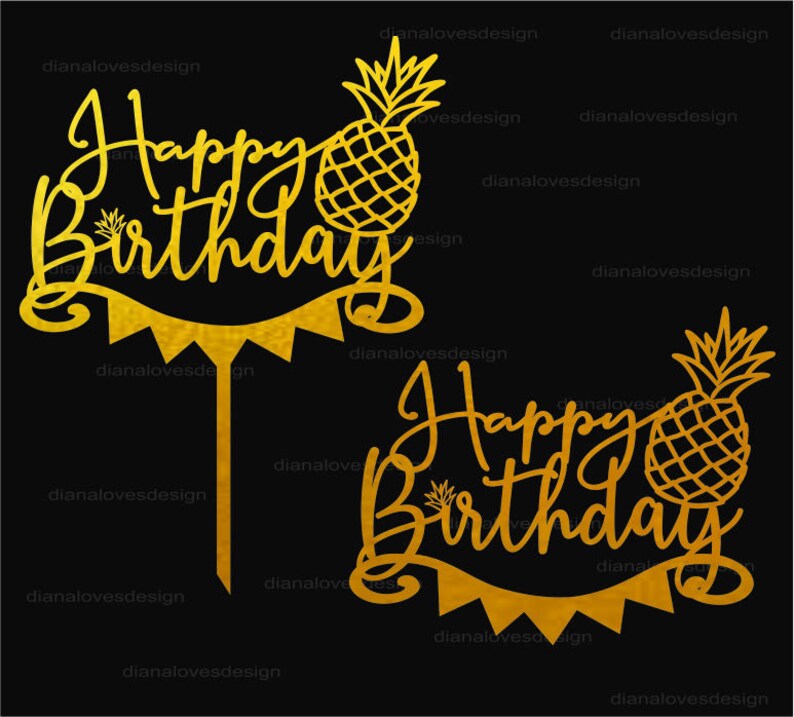 Pineapple Cake Topper Svg Cake Topper Svg for Birthday Party Etsy