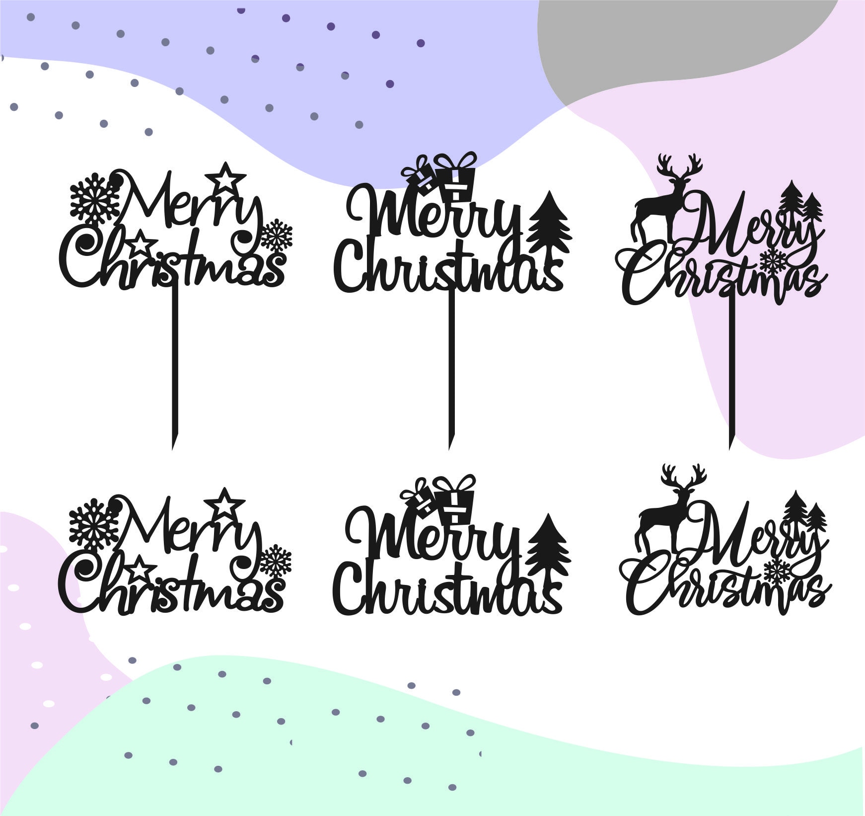 Merry Christmas Cake Topper Svg File Christmas Wreath Svg | Etsy