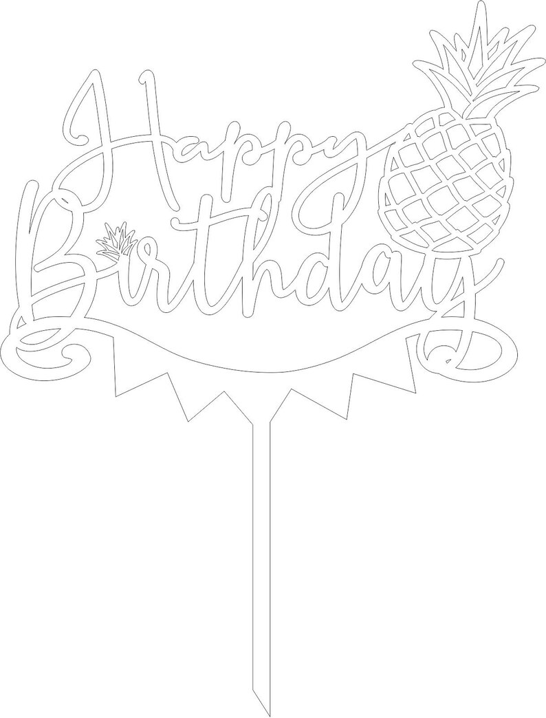 Pineapple cake topper svg cake topper svg for birthday party Etsy