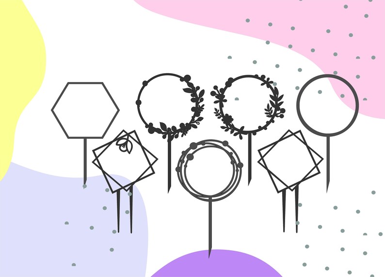 Cake topper svg birthday svg cake topper pattern svg files | Etsy