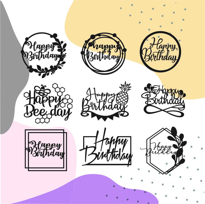 Download Cake topper svg happy birthday svg files for cricut and | Etsy