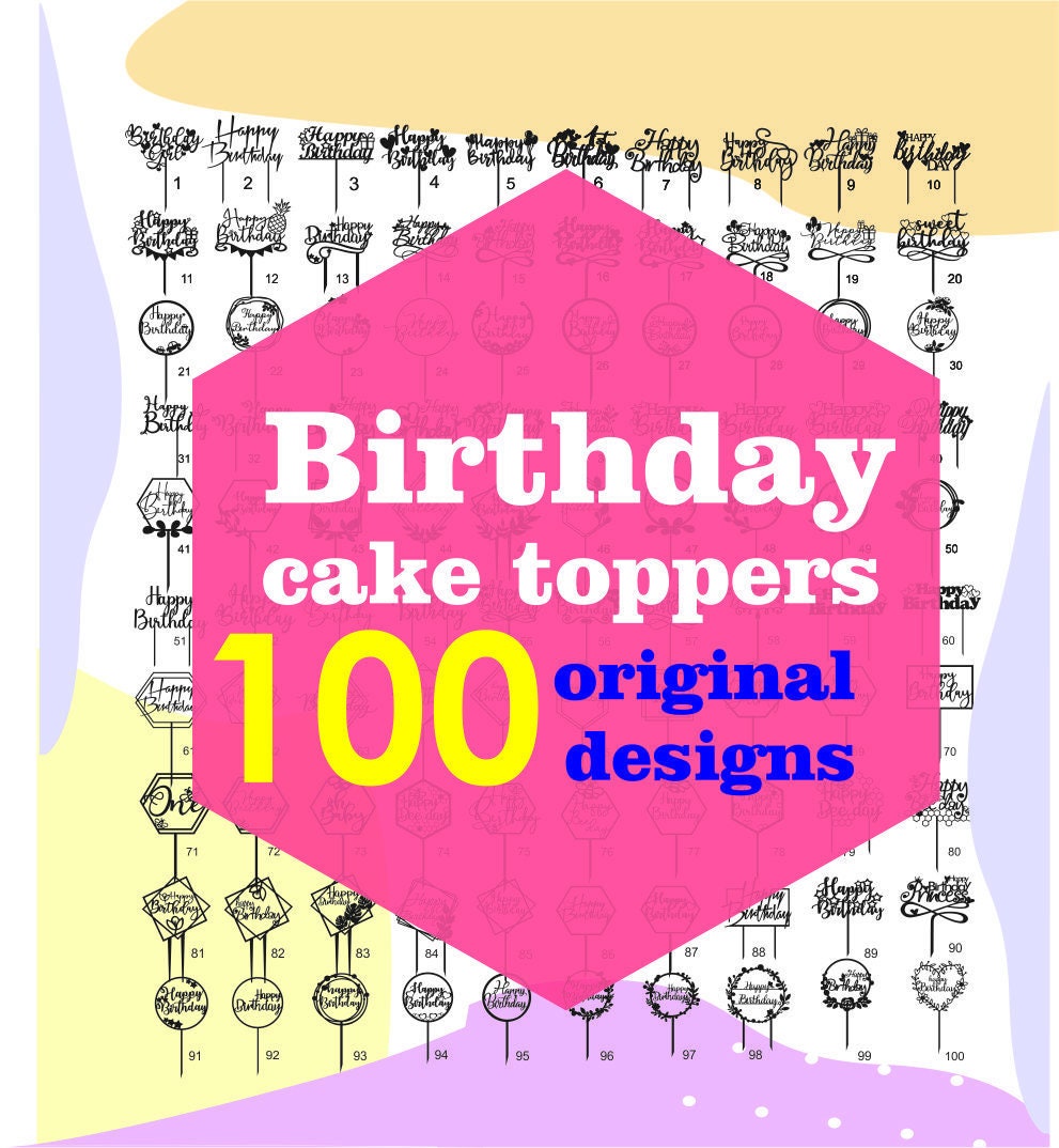 Cake topper svg wholesale birthday svg cake topper for | Etsy