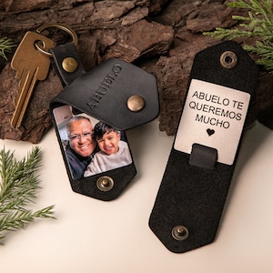 Abuelo picture keychain gifts, Papi keyr with photo, Fathers Day gifts, leather picture gift for Abuelo, Fathers Day gifts with picture