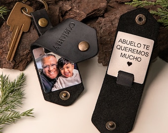 Abuelo picture keychain gifts, Papi keyr with photo, Fathers Day gifts, leather picture gift for Abuelo, Fathers Day gifts with picture