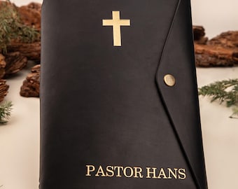 Pastor Journal, handgemachtes Notizbuch mit Kreuz, personalisiertes Ledernotizbuch, christliches Journal, Gebetstagebuch