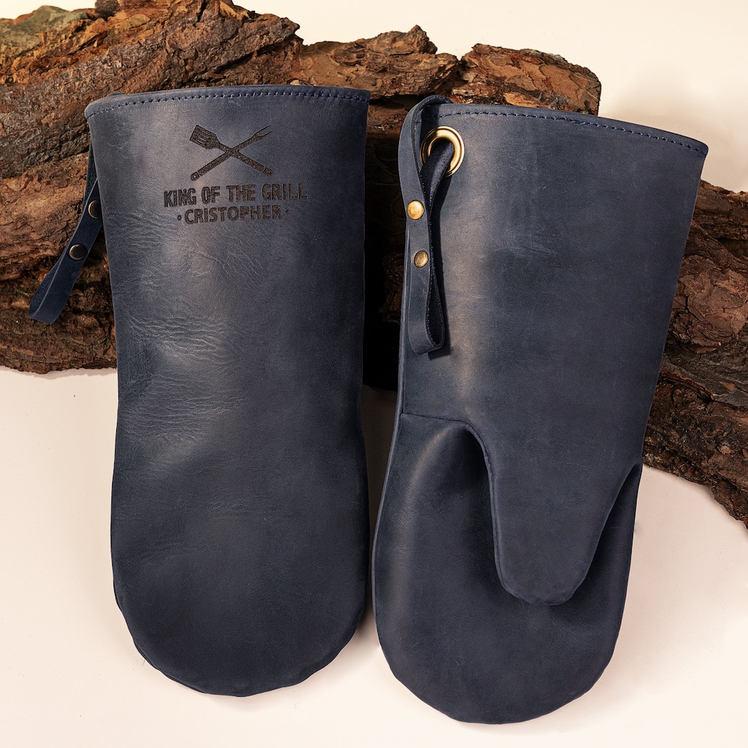 Leather Gift for Daddy, Personalized Cooking Grill Mitts for Him, Cooking Gift, Grill Gift, Gift for Father