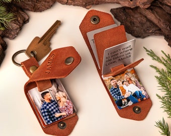 Father's Day Gifts, Personalized Photo Keychain, New Dad Gift, Leather Keychain, First Fathers Day Gift