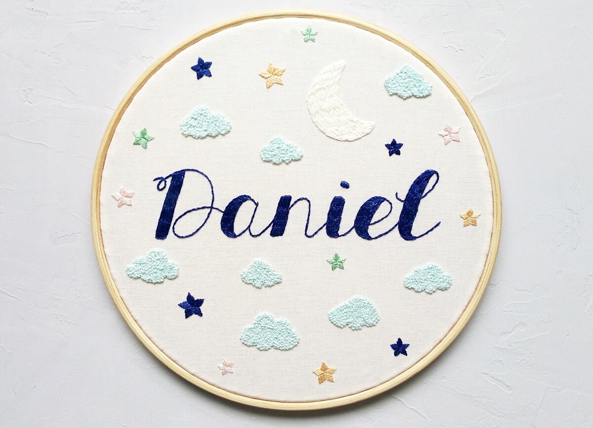 Name Embroidery Nursery Decor Hand Embroidered Name Etsy