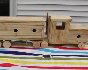 handcrafted semi tractor trailer birdhouse