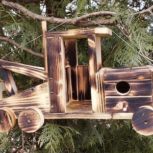 handcrafted tow truck birdhouse