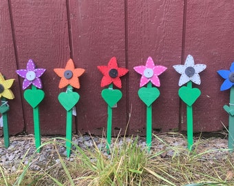 hand painted wood flowers