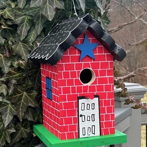 Red brick birdhouse