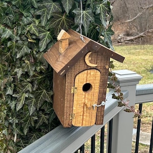 Whimsical Outhouse birdhouse - funny rustic birdhouse - outdoor country decor - outhouse garden art - unique gift for bird lovers