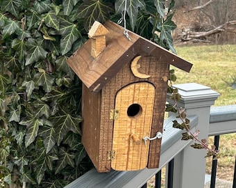 Whimsical Outhouse birdhouse - funny rustic birdhouse - outdoor country decor - outhouse garden art - unique gift for bird lovers