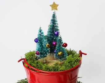 miniature christmas trees with container bottle brush tree fairy garden metal bucket holiday decor christmas decor christmas gift - Outdoor Metal Christmas Trees miniature christmas trees with container bottle brush tree fairy garden metal bucket holiday decor christmas decor christmas gift - Outdoor Metal Christmas Trees