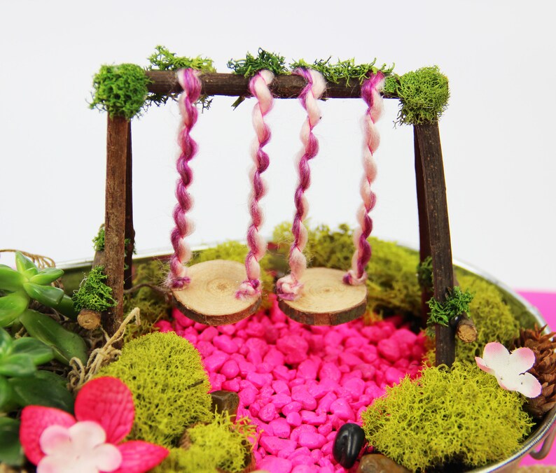 Fairy Garden Kit With Fairy Swing Diy Pink Fairy Garden