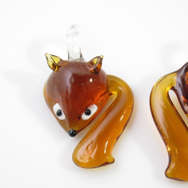 Brown Fox/Coyote Handmade Glass Lampwork Focal Piece Pendant - Supply Craft DIY Item