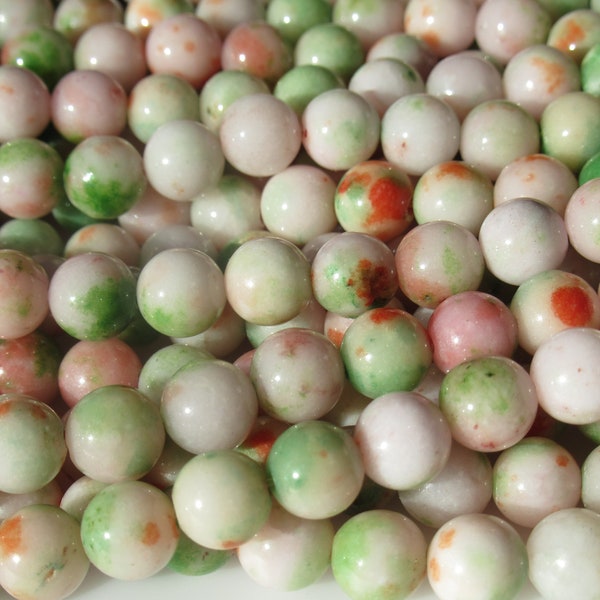 1 Full 15" Strand 8 mm PEACH GREEN Natural White Jade Gemstone Beads Craft Diy Jewelry