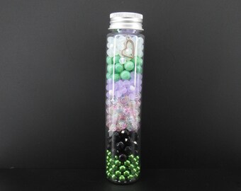 Assorted Color Beads in Tube with Heart Charm – Craft Supplies