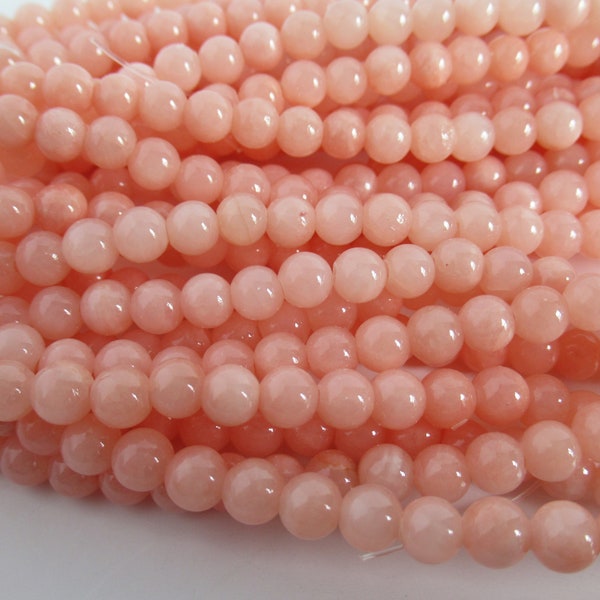 1 Full 15" Strand Natural Peach Jade Gemstone Round Beads, 6 mm Supply DIY Craft